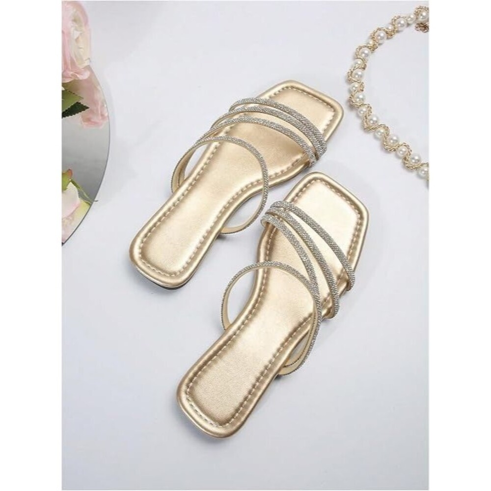 Women's Rhinestone Strap Flat Sandals